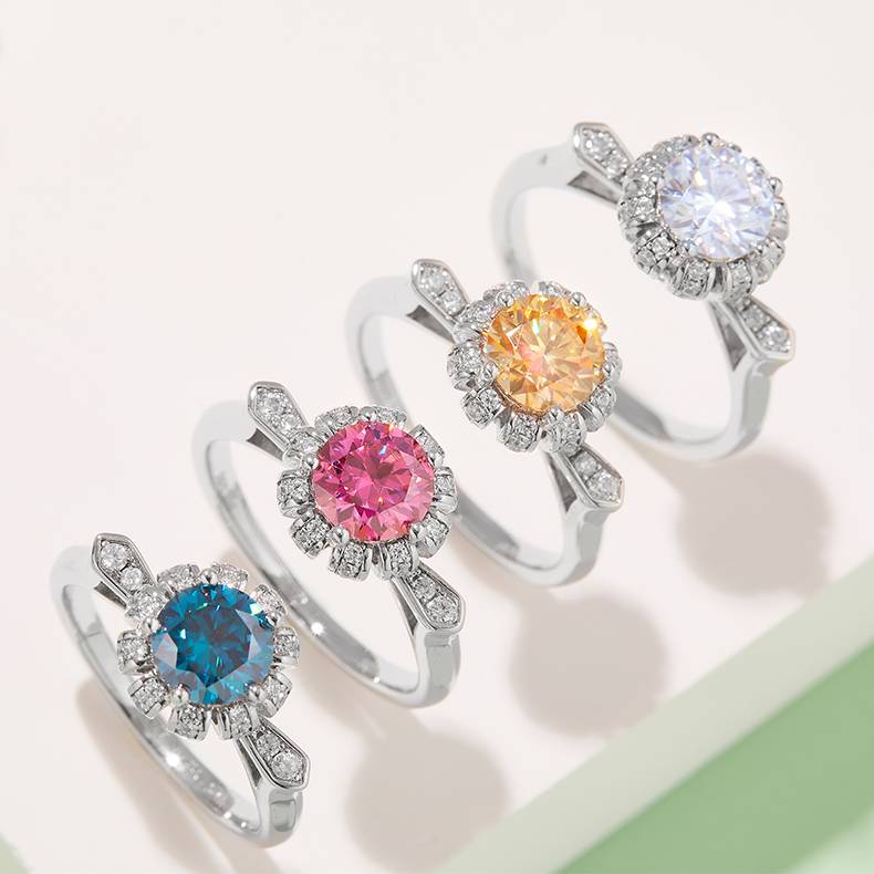制服诱惑S925银镀白金MoissaniteWomen's Ring1ctD级